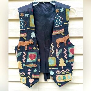 VTG Toby Weston size S northwestern woods animal print grandpacore vest